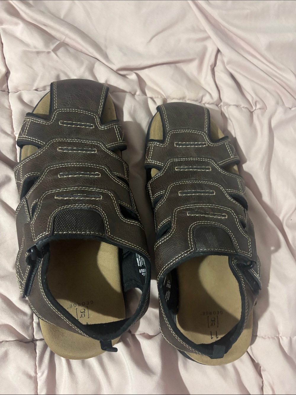 George Men's Dark Brown Multi-Strap y  xClosed-Toe Sandals